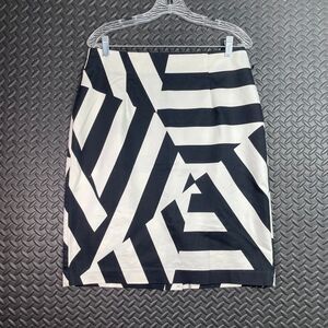 Worthington Black‎ White Geometric Stripe Pattern Pencil Skirt Women's Size 12